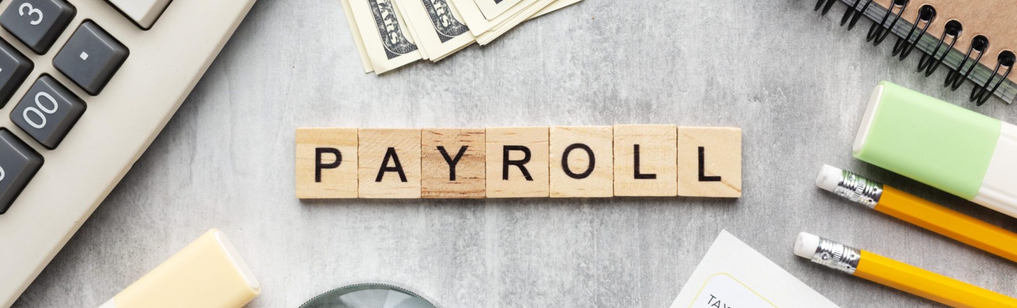top-view-payroll-concept-with-items top-view-payroll-concept-with-items